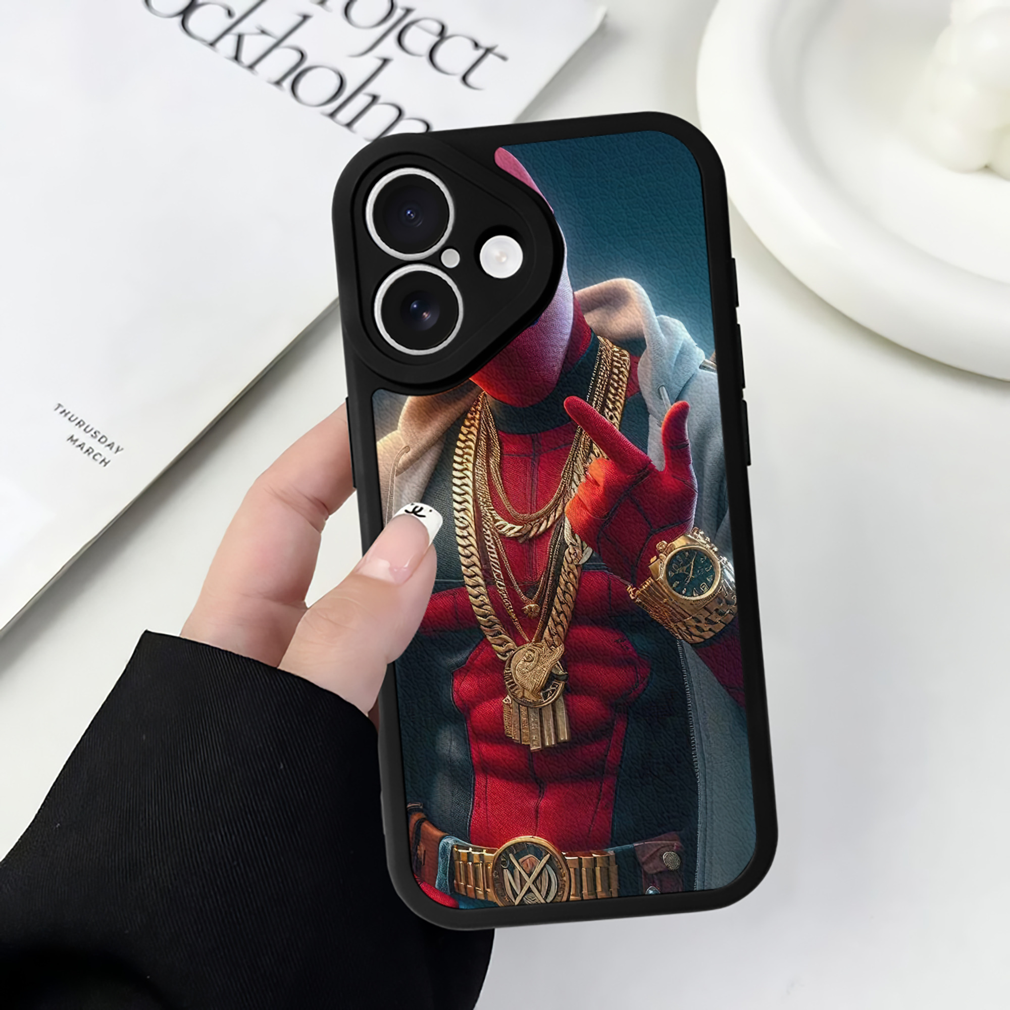 （画像用） Deadpool デッドプール 【iPhone 16シリーズ対応】シリコンスマホケース（レザー調） 材質：シリコン